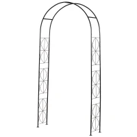 Outsunny Rosenbogen aus Metall Rankhilfe für Kletterpflanzen Gartenbogen mit Spitze Metallstruktur Torbogen Rankbogen für Rosen Bögen Rankgitter Rosenhilfe für Garten 114 x 30 x 230 cm Schwarz(m-10)