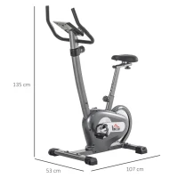 HOMCOM Indoor Magnetic Exercise Bike 10-Level Adjustable Magnetic Resistance Cardio Workout Cycling Bike Trainer, 8kg Flywheel, LCD Display, and Adjustable Seat Height Grey(m-3)