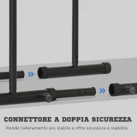 SPORTNOW Barra per Dip in Acciaio ad Altezza Regolabile con 6 Lunghezze Regolabili, 90-102x65x80-90 cm, Nera(m-5)
