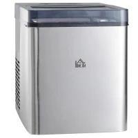 HOMCOM Eiswürfelmaschine, 2, 1 Liter Wasser, 15 kg in 24 h, Selbstreinigend, Weiß, inkl. Eiswanne + Eisschaufel(m-10)