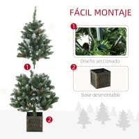 HOMCOM Árbol de Navidad Artificial 120 cm Árbol de Navidad Nevado con 328 Ramas y Soporte Metálico Decoración Navideña Verde(m-7)