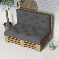 Outsunny Lot de 2 coussins assise et dossier pour banc banquette, palette 2 places dim. 120L x 80l x 12H cm Polyester Gris(m-6)