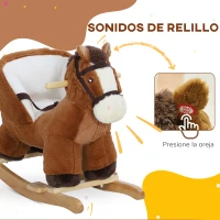 AIYAPLAY Caballo Balancín para Niños de 18-36 Mesas con Sonido Asas Cinturón de Seguridad Carga 25 kg 68x33x45 cm Marrón(m-4)