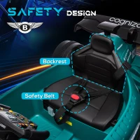 AIYAPLAY Aston Martin Licensed 12V Kids Ride on Racing Kart w/ Bluetooth, 4 Suspension Wheels, Music Lights Horn, Green(m-9)