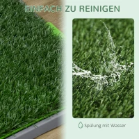 PawHut Hundetoilette mit Kunstrasen, Drainagelöcher, auslaufsicher, 67x41x3,5cm, Grün(m-6)