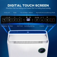 HOMCOM 5500mL Portable Dehumidifier with Air Purifier, UVC, Ioniser, 24H Timer, 5 Modes, 16L/Day, for Home Laundry, White(m-4)