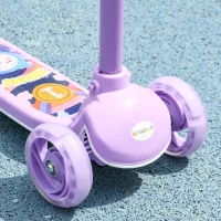 AIYAPLAY Kids 3 Wheel Scooter for 2-6 Years Old w/ Adjustable Height, LED Light, TPE Handlebar, Purple(m-9)