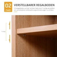 HOMCOM Mehrzweckschrank Standschrank Standregal Dekoschrank Bücherregal Schrank Holz Natur + Weiß 80 x 32 x 91 cm(m-5)