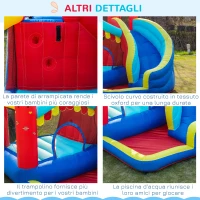 Outsunny Castello Gonfiabile 4 in 1 per Bimbi 3-8 Anni con Scivolo e Piscina, 290x270x230cm(m-7)