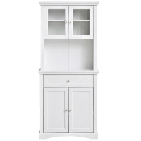 HOMCOM Alacena de Cocina con 1 Cajón 4 Puertas y Estantes Ajustables Carga 50 kg Mueble de Cocina 79x40x180 cm Blanco(m-10)