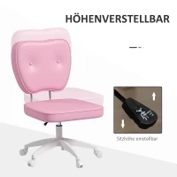 Vinsetto Bürostuhl ohne Armlehnen, höhenverstellbar, drehbar, bis 120 kg, Kunstleder, Rosa(m-4)
