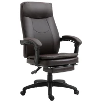 Vinsetto Ergonomischer Bürostuhl mit Fußstütze, Chefsessel, höhenverstellbarer Schreibtischstuhl Computerstuhl mit Gepolsterte Rückenlehne, Braun, 64 x 64 x 112-120 cm(m-10)