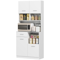 HOMCOM Küchenschrank, Buffet mit Schublade, Soft-Close Türen, 80 x 35 x 180 cm, Weiß