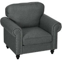 HOMCOM Mid-Century Armchair, with Pocket Springs - Charcoal Grey(m-11)