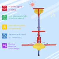 Outsunny Balancín Giratorio 360 Grados para Niños +3 Años con Base de 4 Varillas Postes de Tope y Asas Fáciles de Agarrar Patio Jardín(m-4)