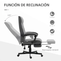 Vinsetto Silla de Oficina Reclinable con Altura Ajustable Reposabrazos y Reposapiés Retráctil 68x67x106-114 cm Gris(m-5)