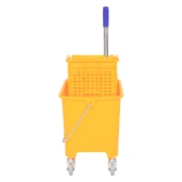 HOMCOM 20 L Mopp-Eimer mit Auswringer und Griff, Wischmopp-Eimer auf Rädern, Kunststoff, Gelb(m-9)