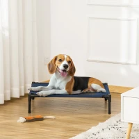 PawHut Cama Elevada para Perros Gatos Portátil Cama para Mascotas con Zona de Malla Transpirable y Tela Oxford para Interior Exterior 76x61x18 cm Azul(m-2)