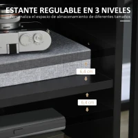 HOMCOM Mueble con Ruedas Armario de Oficina Multifuncional con Estantes con Amplio Espacio de Almacenaje 60x50x65,5 cm Negro(m-5)
