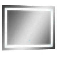 HOMCOM Badspiegel mit Beleuchtung 80x60 cm LED Spiegel Wandspiegel Wasserdicht Lichtspiegel für Badezimmer Silber(m-10)