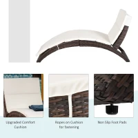 Outsunny Outdoor Foldable PE Rattan Sun Lounger with Soft Padded Cushion, Ergonomic Curved Design Sun Bed for Garden, Balcony, Garden, Brown(m-7)