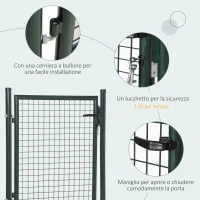 HOMCOM Cancello da Giardino in Acciaio con Serratura e 3 Chiavi, 97x150cm, Verde(m-4)