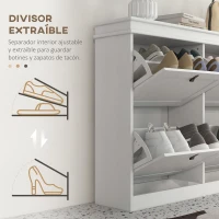 HOMCOM Zapatero Estrecho con 4 Puertas Abatibles y Estantes Ajustables para 20 Pares de Zapatos con Antivuelco 105x24x82,5 cm(m-6)