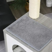 PawHut Katzenbaum mit Kratzbaum, Kletterbaum für Katzen Plüsch-Sitzmulden mit Höhle und Liegeflächen, Vierstöckig Grau&Weiß, 61x49x160,5 cm(m-7)