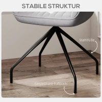 HOMCOM Drehbarer Armstuhl, Moderner Akzentsessel mit Metallbeinen für Wohnzimmer, Schlafzimmer, Büro, Grau(m-7)