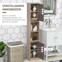 HOMCOM Badezimmerregal, Badeschrank, Küchenschrank, 2 Türschränke, 2 offenen Regalen, Spanplatte+MDF, 30 x 24 x 170cm(m-6)