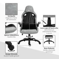 Vinsetto Sedia da Ufficio Poltrona Gaming, Ergonomica con Schienale Alto, Girevole e Altezza Regolabile, Nero e Grigio(m-4)