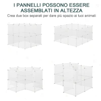 PawHut Recinto per Conigli, Cuccioli e Piccoli Animali Modulabile in Metallo e PP, 12 Pannelli da 35x45cm Bianco(m-6)