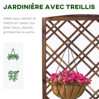 Outsunny Jardinière avec Treillis - bac à Fleurs - jardinière sur Pied - dim. 60L x 30l x 122H cm Bois Sapin traité carbonisation(m-5)