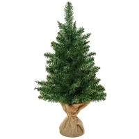 HOMCOM Albero di Natale Mini 60cm con 70 Rami Folti e Aghi Realistici in PVC, Base in Cemento e Iuta(m-10)