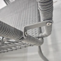 Outsunny Set da Giardino in Rattan PE Stile Boho, Divano 2 Posti con Chaise Longue e Tavolino, Grigio Chiaro(m-8)