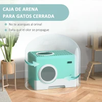 PawHut Arenero para Gatos con Pala Bandeja Extraíble 2 Puertas Entrada Principal y Salida Superior 52x41x38,5 cm Verde(m-7)