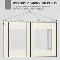 Outsunny Lot de 2 panneaux latéraux pour gazebo avec portes et fenêtres zippées, pour gazebo pop-up de 3x3m ou 3x6m(m-4)