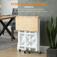 HOMCOM Küchenwagen Rollwagen klappbar 60 x 40 x 84cm Kautschukholz Weiß(m-5)