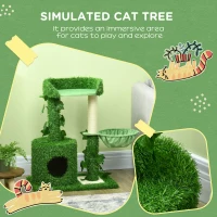 PawHut 77cm Cat Tree for Indoor Cats with Green Leaves, Scratching Posts, Hammock - Green(m-4)