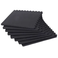 HOMCOM Tappeto Palestra per Fitness in EVA, Tappetino Yoga Antiscivolo da 8 Pezzi per Yoga Pilates Casa, 63.5x63.5x2cm, Nero(m-10)