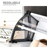 HOMCOM Mobile Portascarpe, Scarpiera Salvaspazio Bassa a 2 Ante per 8 Paia di Scarpe, Arredamento Moderno, Grigio e Bianco, 62.5x26x81cm(m-6)