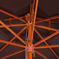 Outsunny Ombrellone 3x3 m da Giardino e Terrazza con 8 Stecche e Copertura Parasole a 2 Livelli, Marrone(m-9)