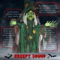 HOMCOM 6ft Halloween Witch Decoration, Outdoor Activated Prop with Light Up Eyes Magical Heart, Sound Activated(m-4)