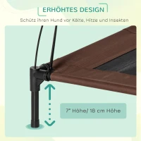 PawHut Erhöhtes Hundebett mit Baldachin, Haustierbett, Hundeliege outdoor mit Dach, Atmungsaktiv, Taftstoff für Camping Kaffee 76 x 61 x 73 cm(m-7)