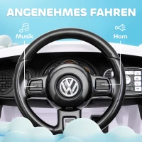 AIYAPLAY Elektro-Kinderfahrzeug, VW Käfer, 3-5 km/h, mit Fernbedienung & Musik, Weiß(m-7)