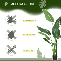 HOMCOM Pianta Artificiale Palma del Viaggiatore Alta 150cm per Interno ed Esterno con Vaso Incluso(m-6)