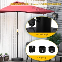 Outsunny Sonnenschirmständer 21-26 kg Schirmständer für Sonnenschirm Schirmstangen 38 mm Sonnenschirmfuß für Garten Terrasse Balkon Zement Schwarz Ø51 x 30H cm(m-6)