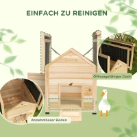 PawHut Entenhaus Entenstall Kleintierstall, wetterbeständig, 2 Eingänge, 2 Rampen, 78 x 90 x 92 cm, 'Natur + Schwarz(m-4)