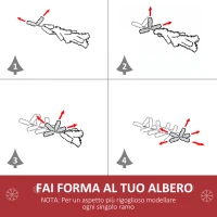 HOMCOM Albero di Natale 180cm con 230 Luci a LED e Fibre Ottiche Colorate, 230 Rami in PVC Ignifughi e Base in Metallo(m-6)