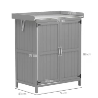 Outsunny Wooden Garden Shed, Garden Tool Storage Shed with Hinged Roof and Shelf, Outdoor Storage Cabinet with Double Doors, Grey(m-3)